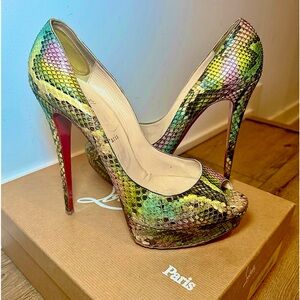 Christian Louboutin Red Bottoms Lady Peep Python Size 41.5 (US 11/UK 9)